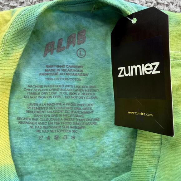 Zumiez A-Lab Daisy Gang Tie Dye T Shirt Large Green Smiley Flower Streetwear Tee - Picture 4 of 6
